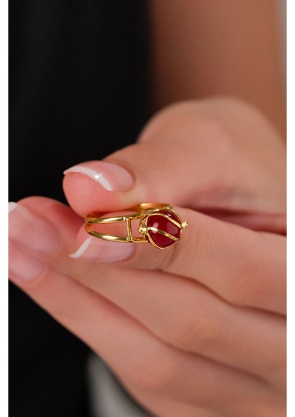 14 Ayar Altın Mardin Işi Kafesli Akik Yüzük modelleri