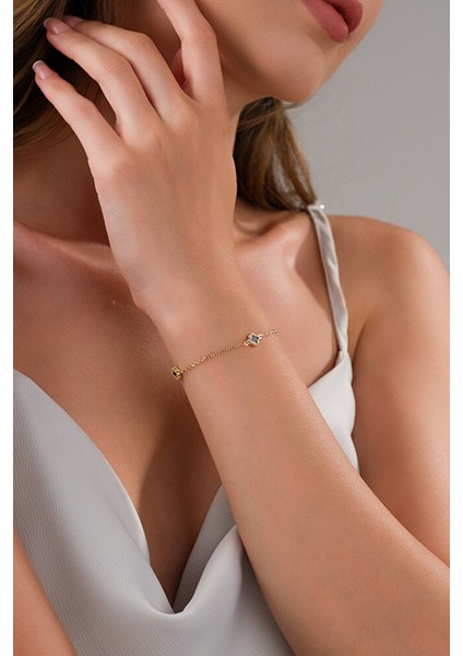 14 Ayar Altın Siyah Yonca Bileklik