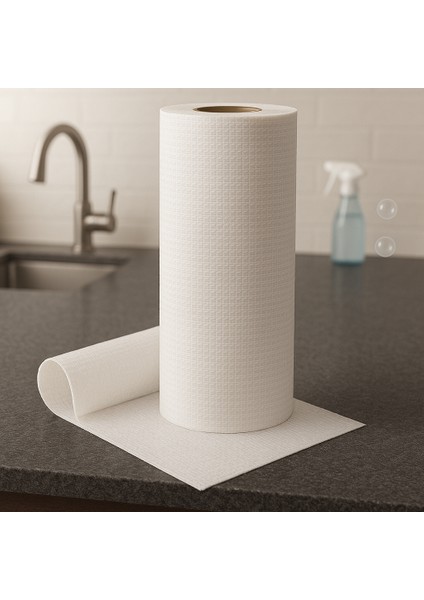 120 Adet Rulo Çok Amaçlı Temizlik Bezi Extra Dayanıklı Extra Emici Kullan Kullan At Beyaz Bez