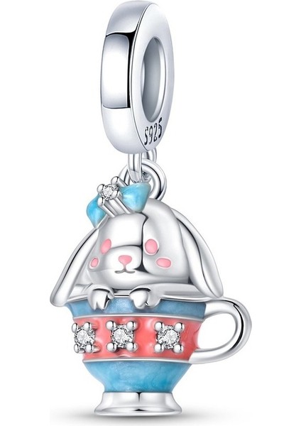 Fincanda Masal Tavşan Sallantılı Gümüş Charm