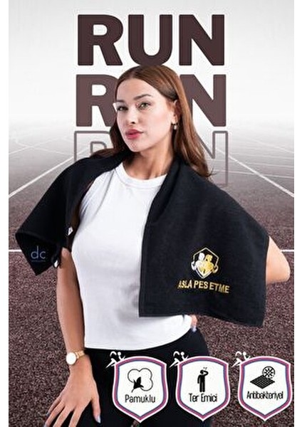 Nakışlı Sporcu Havlusu Pamuklu, Antibakteriyel, Ter Emici Fitness Plates Boks Tenis Spor Havlusu