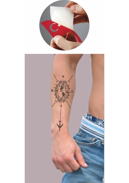 Kalbim Bir Pusula Tattoo Geçici Dövme Şablonları Kına Kalıpları fiyatları