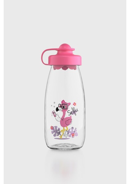 Ufo Kids Flamingo Desen 250 ml Cam Şişe 182030 Fuşya