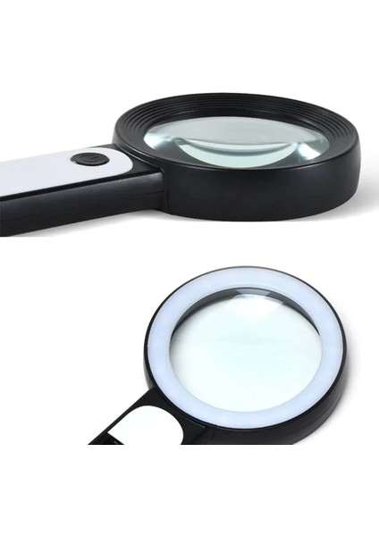 30X 12ışıklı Büyüteç Taşınabilir Çıft Katmanlı Optik Cam Okuma Büyüteç 229018