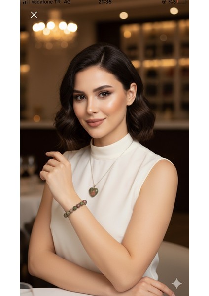 Doğal Unakit Kolye ve Bileklik Seti – Denge ve Yenilenmenin Taşı