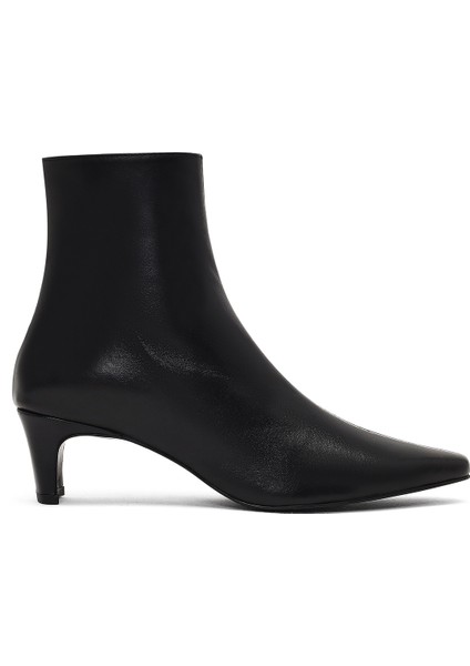 Kadın Siyah Fermuarlı Kalın Topuklu Deri Bot 25WFD186018