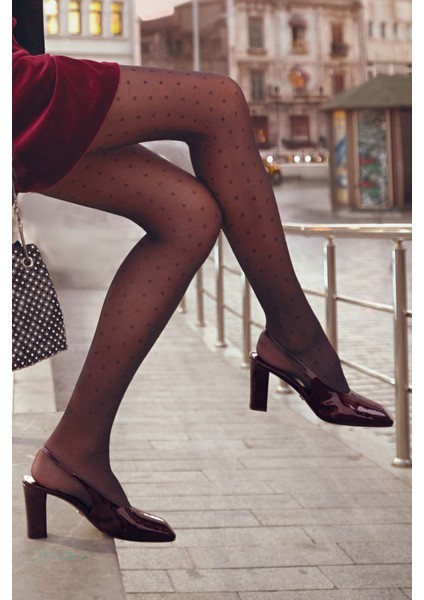 Kadın Bordo Arkası Açık Kalın Topuklu Rugan Deri Ayakkabı 25AFD121316