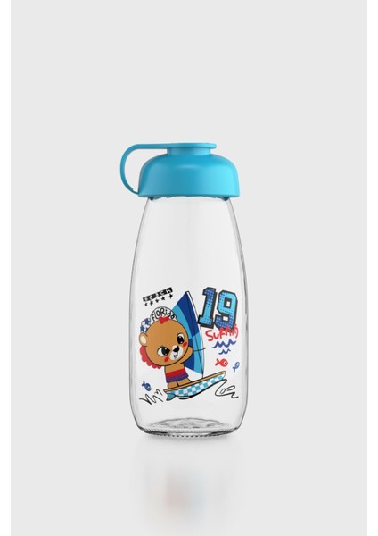 Milky Kids Desenli 250 ml Cam Şişe 182056 Turkuaz