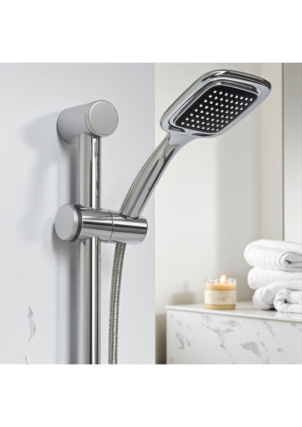 Sürgülü Duş Seti Krom Kaplama Şeffaf Sabunluklu Ayarlanabilir Yükseklikli Lüks Banyo Duş Takım fiyatları