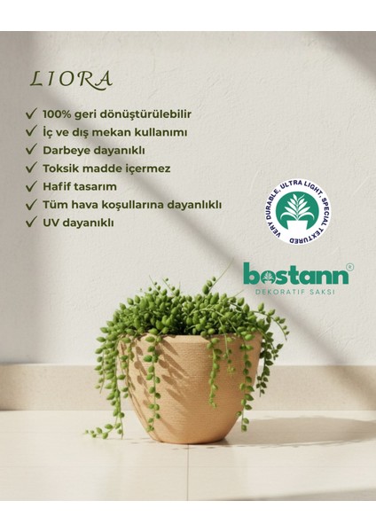 Dekoratif Saksı - Lıora 220 - 13L - Bej