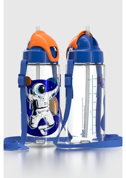 Sonic Air Astronot Desenli 500 ml Askılı Pipetli Tritan Çocuk Matara 912059 Mavi-Turuncu fiyatları