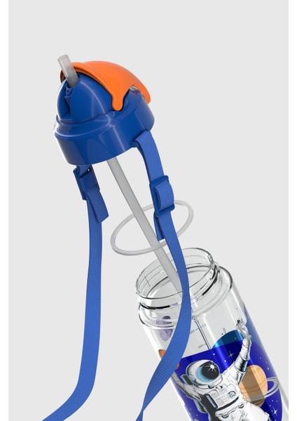 Sonic Air Astronot Desenli 500 ml Askılı Pipetli Tritan Çocuk Matara 912059 Mavi-Turuncu fırsatları