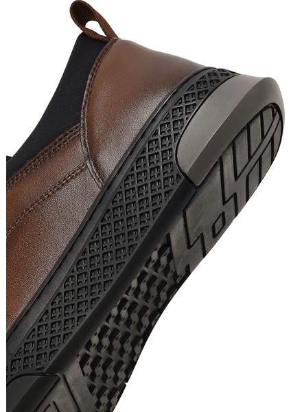 Erkek Kahverengi Bağcıklı Kalın Tabanlı Deri Sneaker 25WFD697218