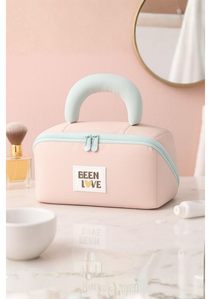 Garnili Pembe Makyaj Çantası