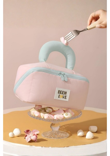 Garnili Pembe Makyaj Çantası