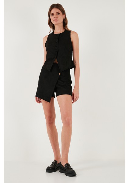 Fitted Fit Bisiklet Yaka Düğmeli Yumuşak Dokulu Yelek Bayan Yelek 5866435 fiyatları