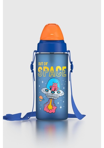 Sonic Air Desenli 500 ml Askılı Pipetli Mat Tritan Çocuk Matara 912119 Mavi