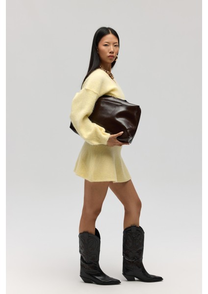 Nordis Volanlı Sarı Triko Mini Etek fırsatları