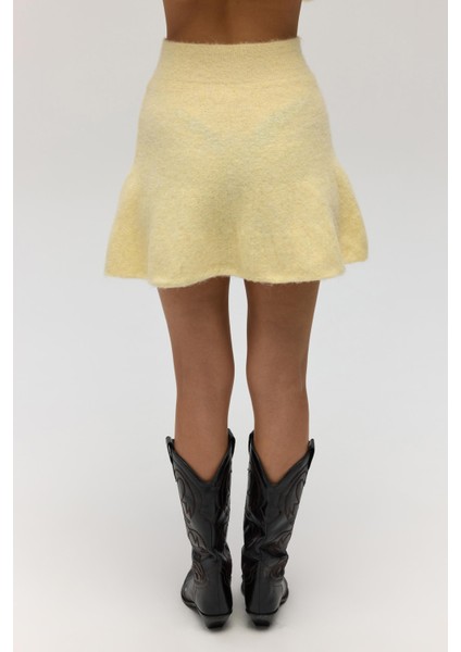 Nordis Volanlı Sarı Triko Mini Etek indirimleri