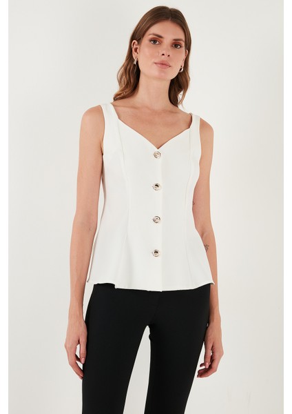 Fitted Fit V Yaka Düğmeli Yelek Bayan Yelek 611FYL145 fırsatları
