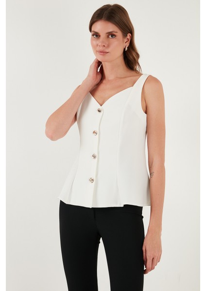 Fitted Fit V Yaka Düğmeli Yelek Bayan Yelek 611FYL145 indirimleri