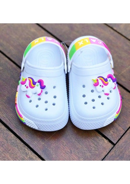 Kız Çocuk Beyaz Crox Terlik Unicornlu fiyatları