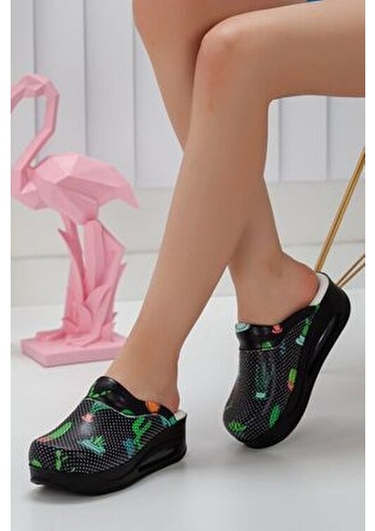 Air Taban Dolgu Topuklu Ortopedik Hastane Hemşire Kadın Sabo Terlik Kaktüs