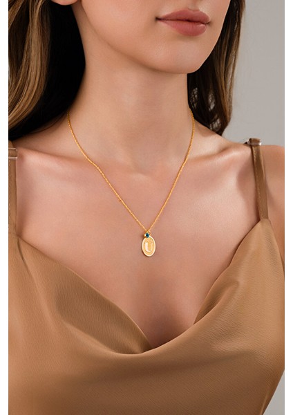 14 Ayar Altın Ü Harfli Kolye