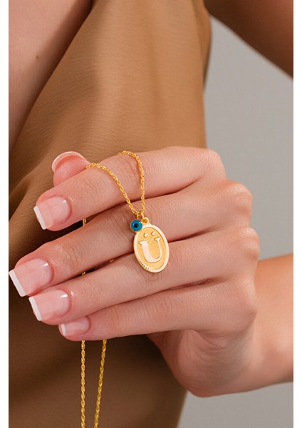 14 Ayar Altın Ü Harfli Kolye modelleri