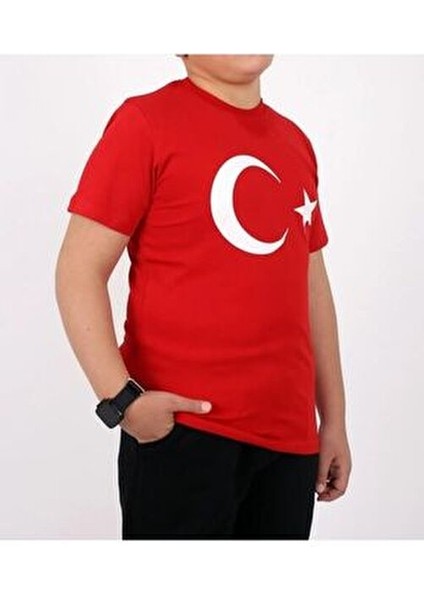 Kısa Kol Türk Bayrağı T-Shirt Unisex Çocuklar İçin Pamuklu Günlük Stil Kahverengi fırsatları