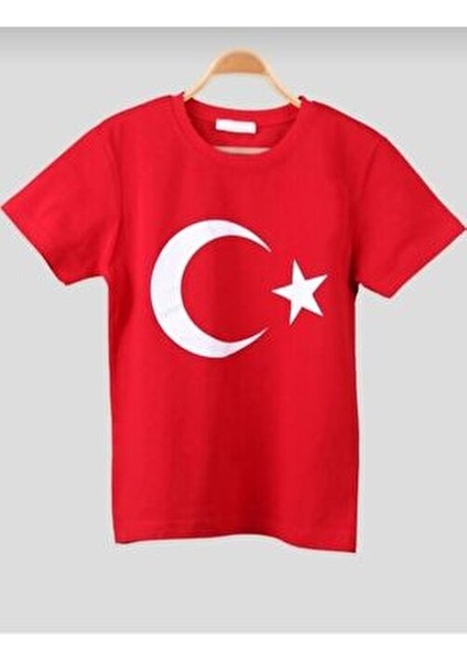 Kısa Kol Türk Bayrağı T-Shirt Unisex Çocuklar İçin Pamuklu Günlük Stil Kahverengi
