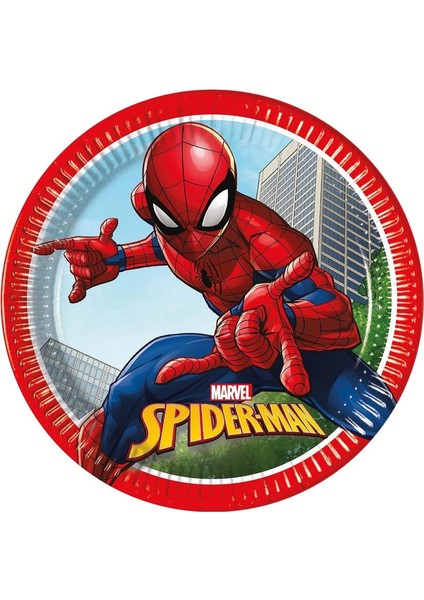 Spiderman Temalı Çocuk Tabak - 8’li Plastik Doğum Günü Parti Tabak Seti