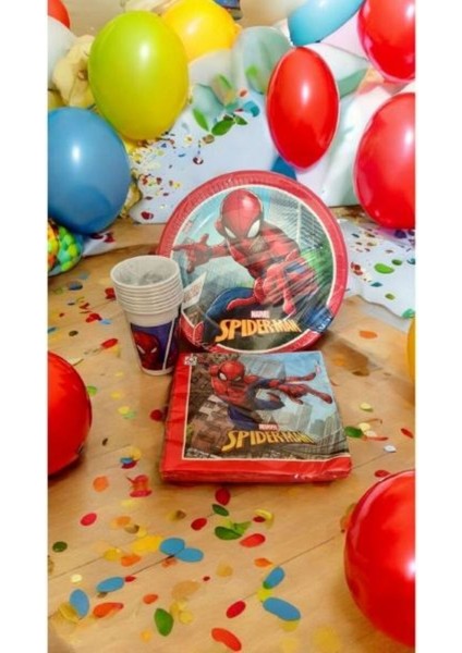 Spiderman Temalı Çocuk Tabak - 8’li Plastik Doğum Günü Parti Tabak Seti fırsatları