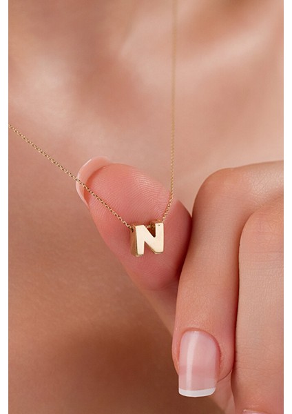 14 Ayar Altın 3 Boyutlu N Harfli Kolye fiyatları