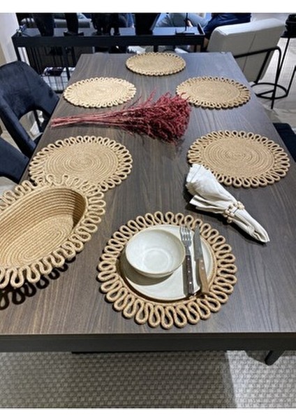 Galaxy Modern Jüt Supla Yuvarlak 7'li Set Sofra Şıklığı için Tasarlandı