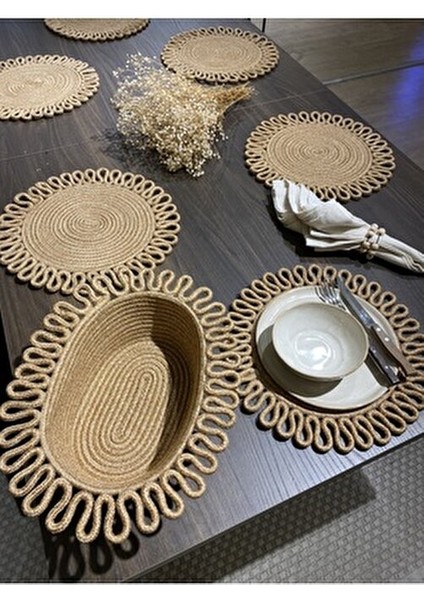 Galaxy Modern Jüt Supla Yuvarlak 7'li Set Sofra Şıklığı için Tasarlandı modelleri