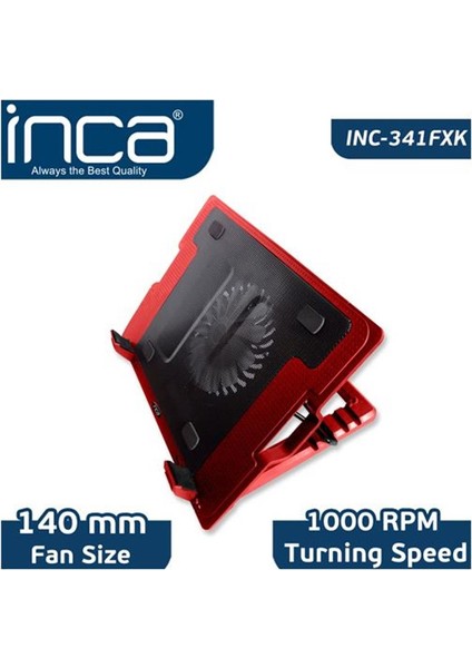 INC-341FXK Kırmızı Ergonomik Sessiz USB Notebook Soğutu