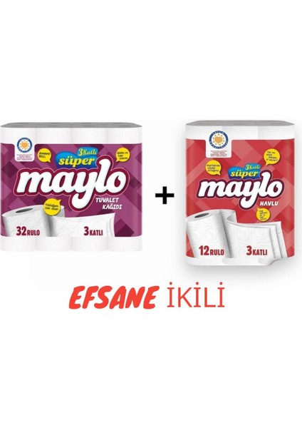 Efsane Ikili Süper Maylo Rulo Havlu+ Tuvalet Kağıdı