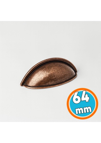 Mobilya Çekmece Dolap Kapak Kulpu Modern Mutfak Kulpları Çanak Kulp 64 mm Antik Bakır Renk Metal