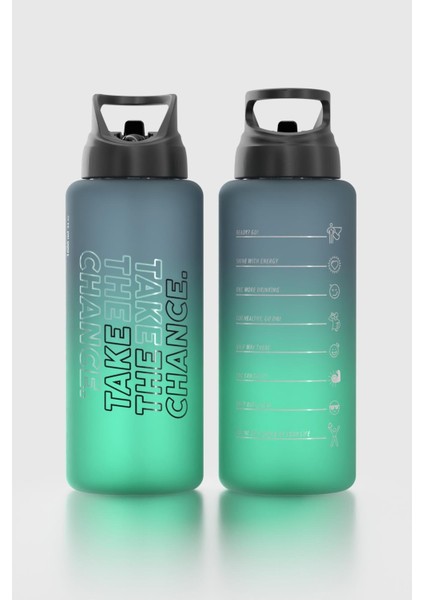 Moly Çift Renk Yazı Desenli 1000 ml Pipetli Mat Tritan Matara 912117 Siyah-Petrol fiyatları