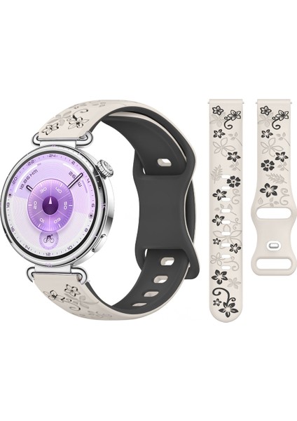 Huawei Watch Gt6 41MM Uyumlu Floraflex Çiçek Desenli Yumuşak Soft Silikon Kordon