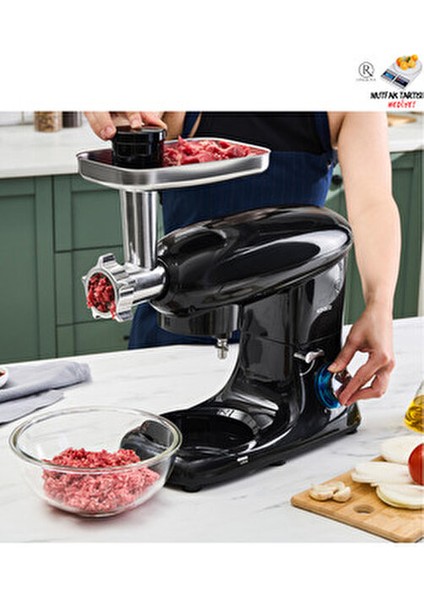 Multichef Stand Mikser Shiny Black Mutfak Şefi 1900W 5,5 Lt (Kıyma Çekme/içli Köfte Aparatlı)