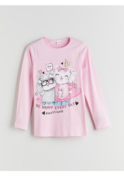 Yeni Sezon Bisiklet Yaka Kız Çocuk Pijama Üst