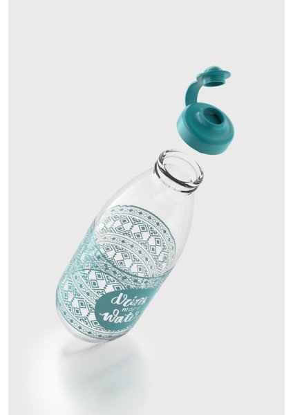 Ufo Yazı Desenli 1000 ml Cam Şişe 182052 Turkuaz modelleri