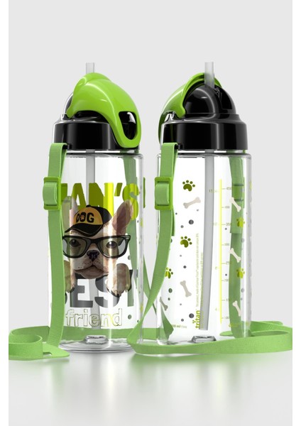 Sonic Air Köpek Desenli 500 ml Askılı Pipetli Tritan Çocuk Matara 912059 Siyah-Yeşil fiyatları