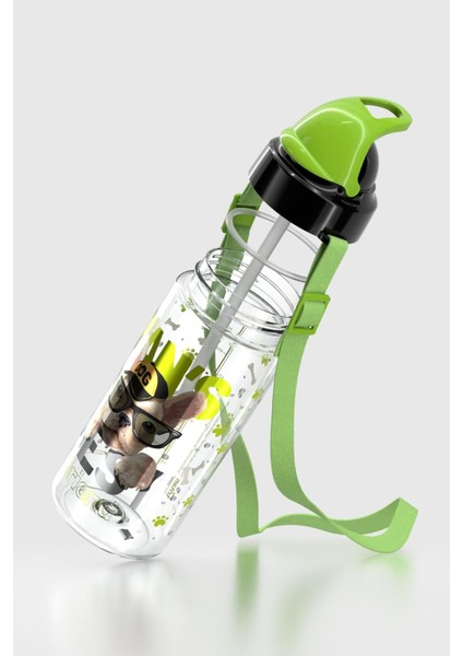 Sonic Air Köpek Desenli 500 ml Askılı Pipetli Tritan Çocuk Matara 912059 Siyah-Yeşil modelleri