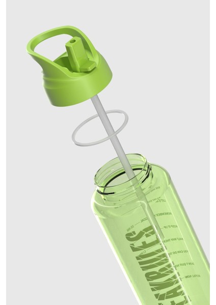 Moly Yazı Desenli 1000 ml Pipetli Tritan Matara 912139 Yeşil fırsatları