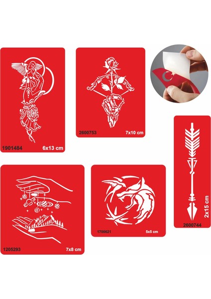 Doğruluk Sembolleri 5 Li Set Geçici Dövme Kına Şablonu