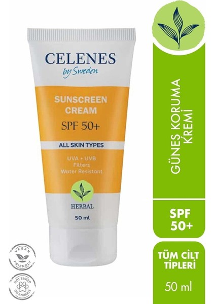 Herbal Celenes By Sweden Celenes Güneş Koruma Kremi 50 Spf 50ML/ Tüm Cilt Tipleriii