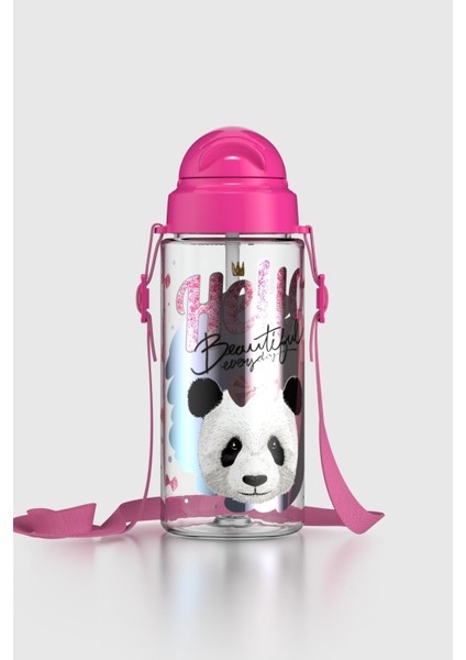 Migo Desenli 500 ml Askılı Pipetli Tritan Çocuk Matara 912004 Pembe